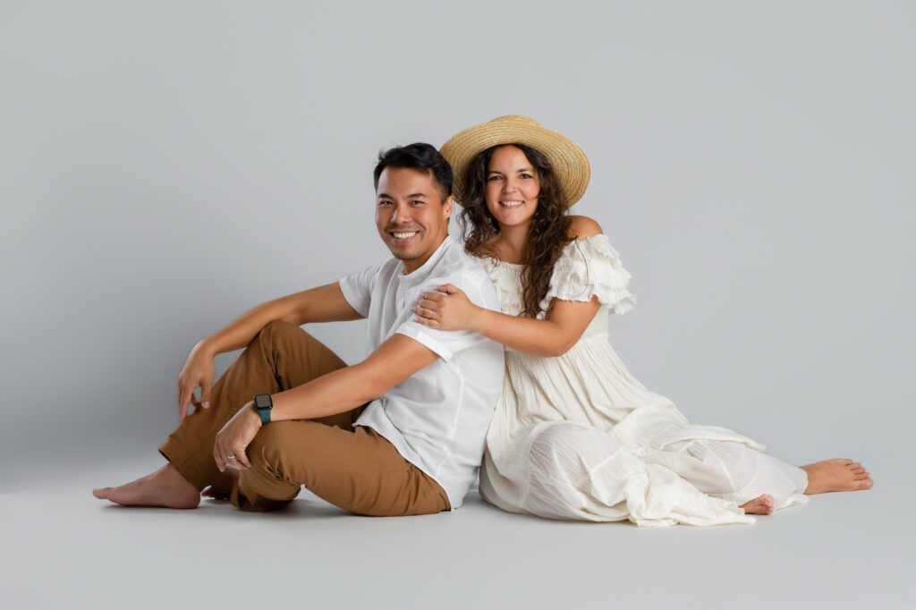 un couple lors d'une séance photo en studio à la Réunion